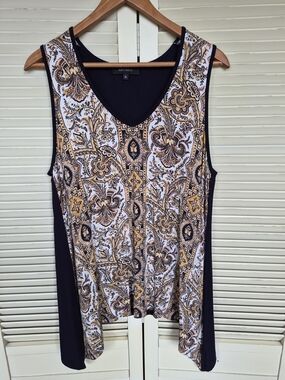 Karen Kane Asymmetrical Hem Paisley Print Tank Top XL